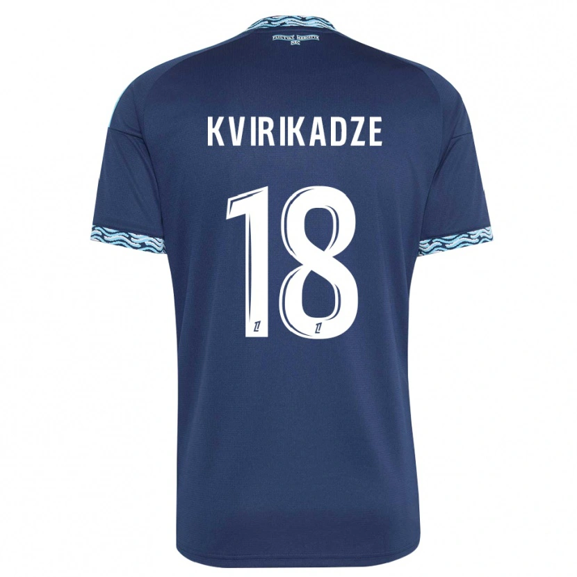 Danxen Hombre Camiseta Andria Kvirikadze #18 Azul Acero Blanco 1ª Equipación 2026/27 La Camisa