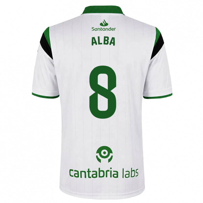 Danxen Hombre Camiseta Alba Luzuriaga Albelda #8 Blanco Verde Negro 1ª Equipación 2026/27 La Camisa