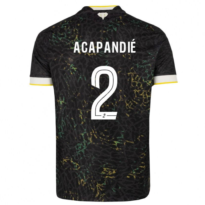 Danxen Hombre Camiseta Mathieu Acapandié #2 Negro Blanco Amarillo 2ª Equipación 2026/27 La Camisa