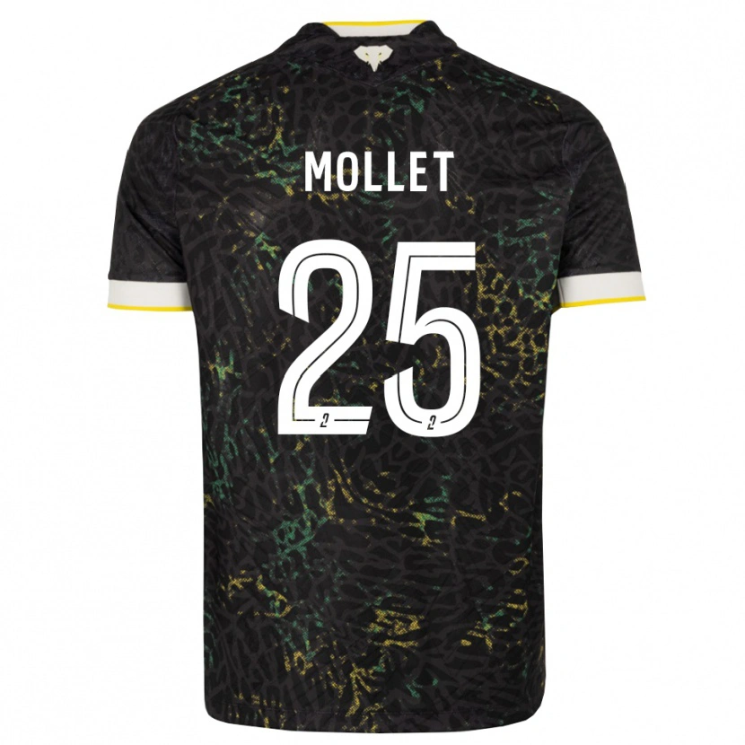 Danxen Hombre Camiseta Florent Mollet #25 Negro Blanco Amarillo 2ª Equipación 2026/27 La Camisa