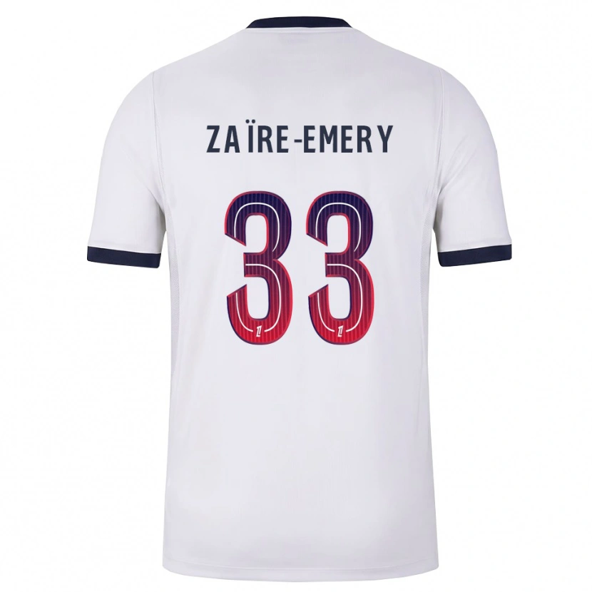 Danxen Hombre Camiseta Warren Zaïre-Emery #33 Blanco Negro Rojo 2ª Equipación 2026/27 La Camisa