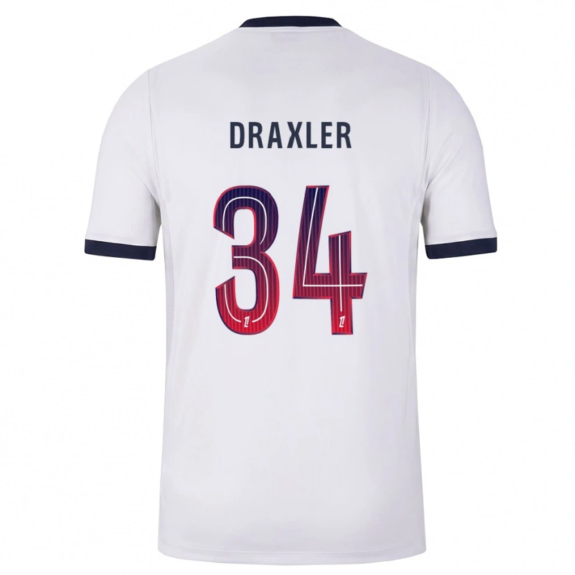 Danxen Hombre Camiseta Julian Draxler #34 Blanco Negro Rojo 2ª Equipación 2026/27 La Camisa
