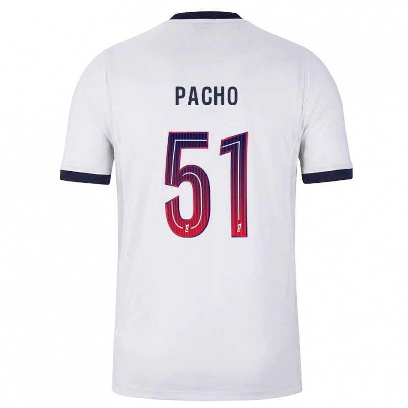 Danxen Hombre Camiseta Willian Pacho #51 Blanco Negro Rojo 2ª Equipación 2026/27 La Camisa