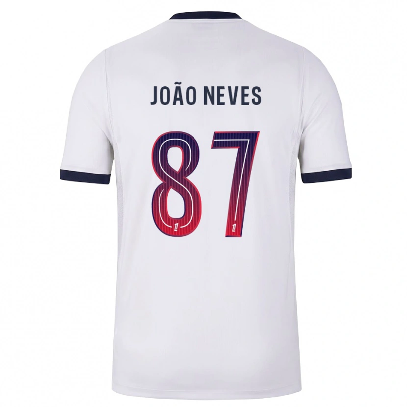Danxen Hombre Camiseta João Neves #87 Blanco Negro Rojo 2ª Equipación 2026/27 La Camisa