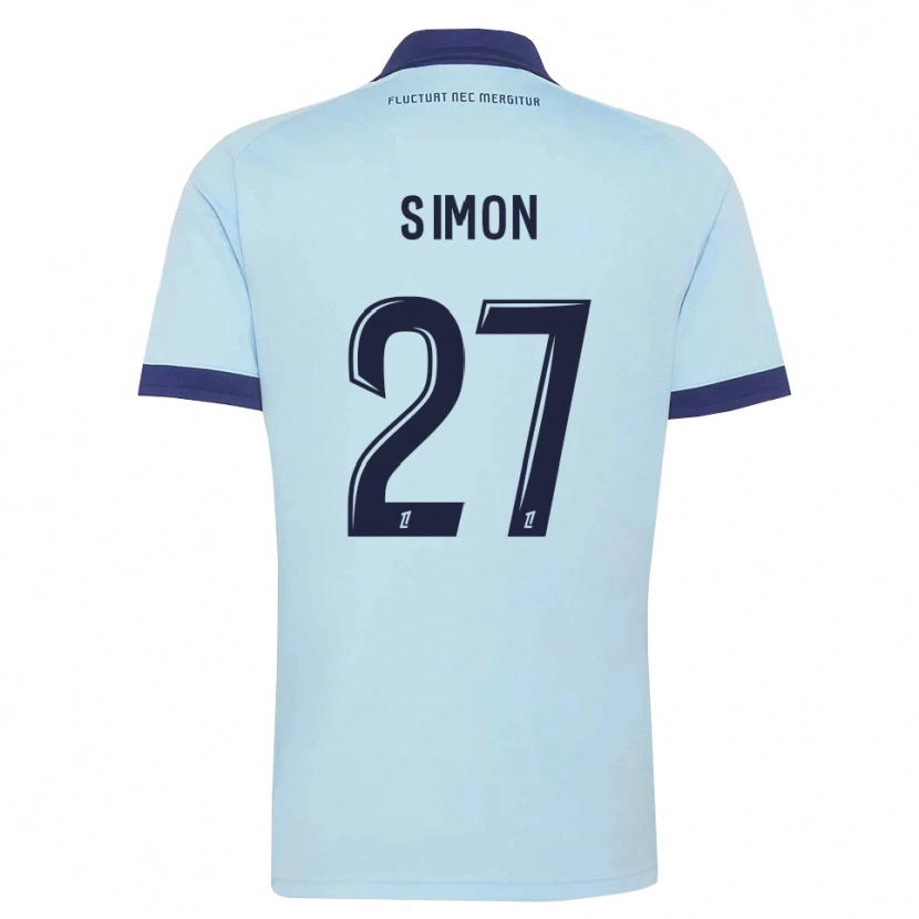 Danxen Hombre Camiseta Moses Simon #27 Azul Aciano Negro 2ª Equipación 2026/27 La Camisa