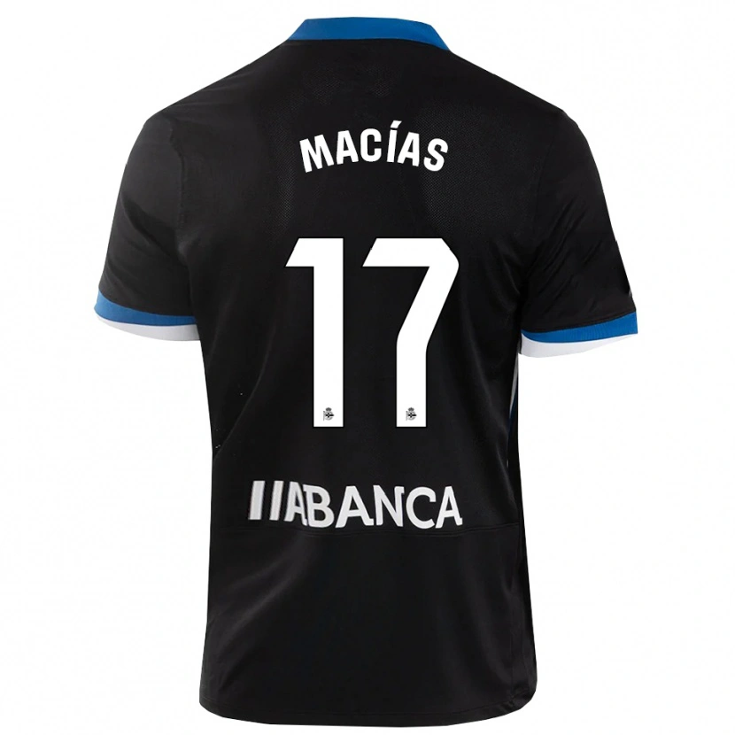 Danxen Hombre Camiseta Luisao Macías #17 Negro Azul Blanco 2ª Equipación 2026/27 La Camisa