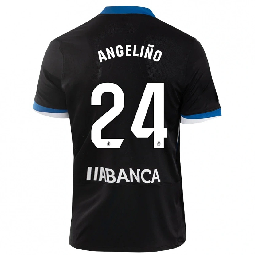 Danxen Hombre Camiseta Angeliño #24 Negro Azul Blanco 2ª Equipación 2026/27 La Camisa