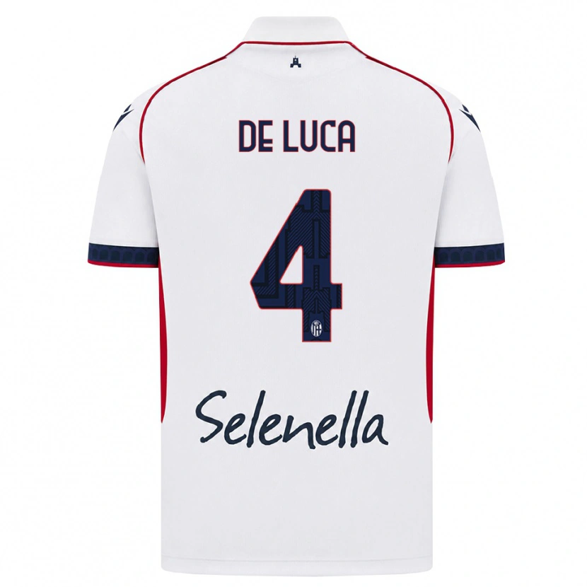 Danxen Hombre Camiseta Alessandro De Luca #4 Blanco Rojo Azul Real 2ª Equipación 2026/27 La Camisa