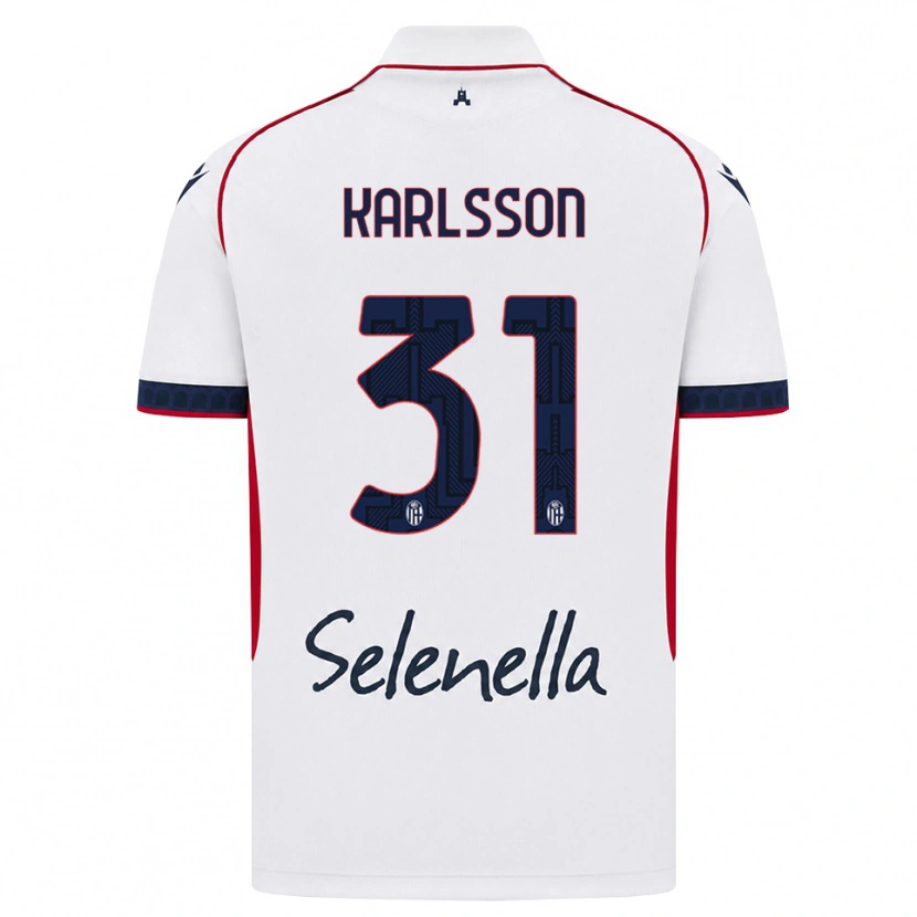 Danxen Hombre Camiseta Kazper Karlsson #31 Blanco Rojo Azul Real 2ª Equipación 2026/27 La Camisa