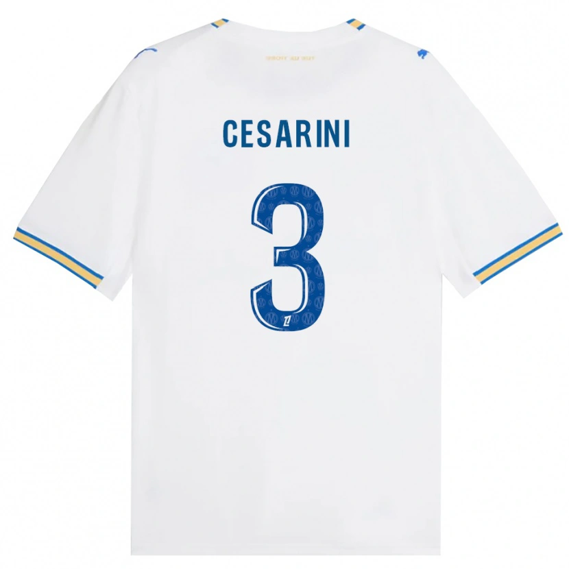 Danxen Mujer Camiseta Gaëtan Cesarini #3 Azul Lanzador Blanco 1ª Equipación 2026/27 La Camisa