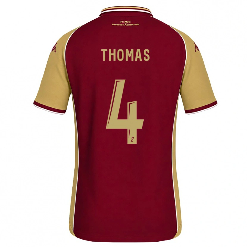 Danxen Mujer Camiseta Gabriel Thomas #4 Dorado Rojo Oscuro 1ª Equipación 2026/27 La Camisa
