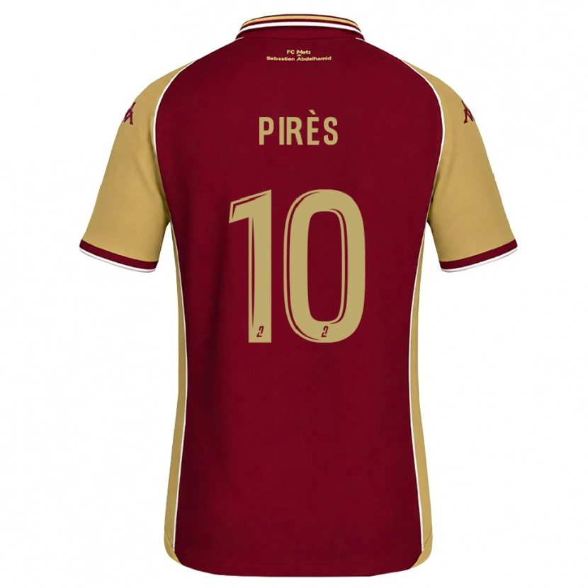Danxen Mujer Camiseta Théo Pirès #10 Dorado Rojo Oscuro 1ª Equipación 2026/27 La Camisa