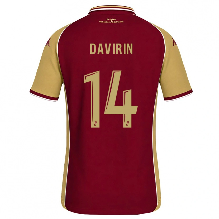 Danxen Mujer Camiseta Pierre-Alexandre Davirin #14 Dorado Rojo Oscuro 1ª Equipación 2026/27 La Camisa