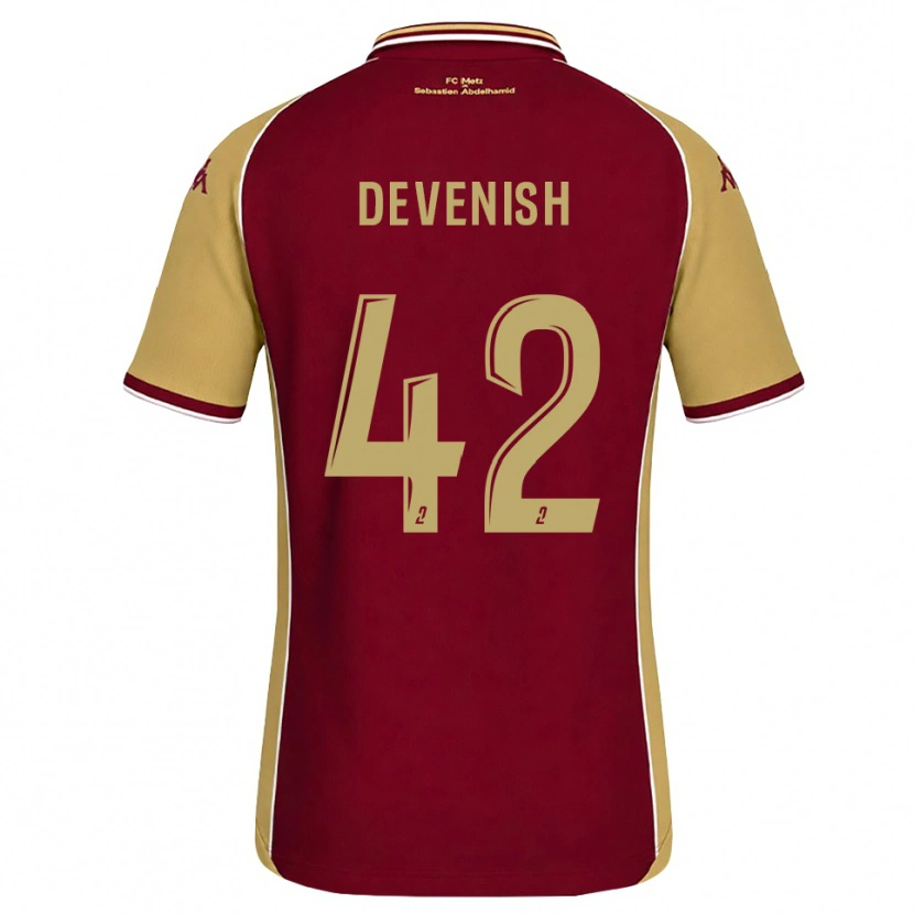 Danxen Mujer Camiseta Cristian Devenish #42 Dorado Rojo Oscuro 1ª Equipación 2026/27 La Camisa