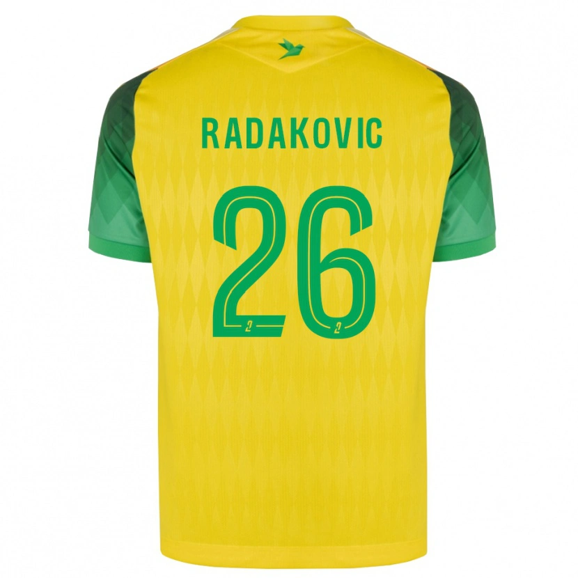 Danxen Mujer Camiseta Uros Radakovic #26 Amarillo Verde Rojo 1ª Equipación 2026/27 La Camisa