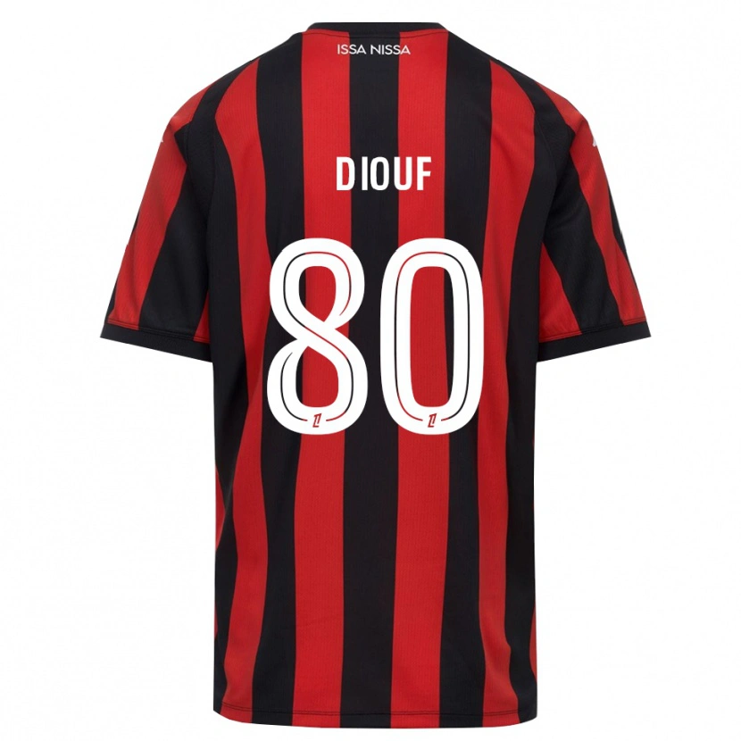Danxen Mujer Camiseta Yehvann Diouf #80 Rojo Negro Blanco 1ª Equipación 2026/27 La Camisa