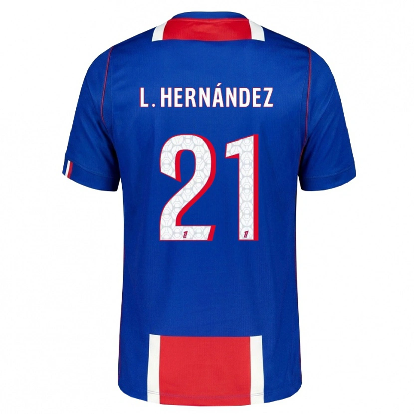 Danxen Mujer Camiseta Lucas Hernández #21 Rojo Blanco Azul 1ª Equipación 2026/27 La Camisa