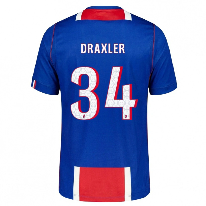 Danxen Mujer Camiseta Julian Draxler #34 Rojo Blanco Azul 1ª Equipación 2026/27 La Camisa