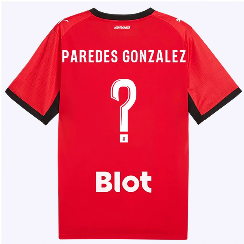 Danxen Mujer Camiseta Maxime Paredes Gonzalez #0 Rojo Negro Blanco 1ª Equipación 2026/27 La Camisa