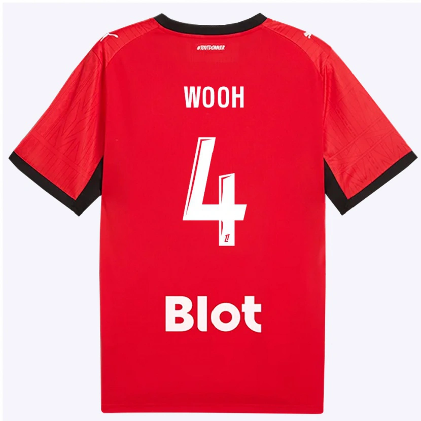 Danxen Mujer Camiseta Christopher Wooh #4 Rojo Negro Blanco 1ª Equipación 2026/27 La Camisa