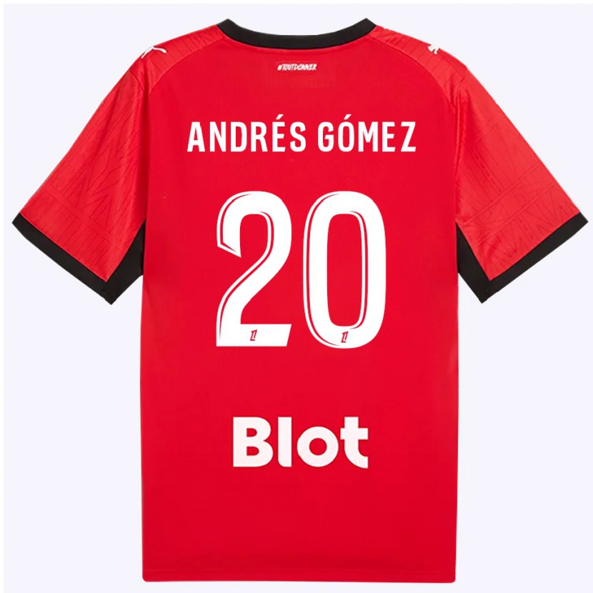 Danxen Mujer Camiseta Carlos Andrés Gómez #20 Rojo Negro Blanco 1ª Equipación 2026/27 La Camisa