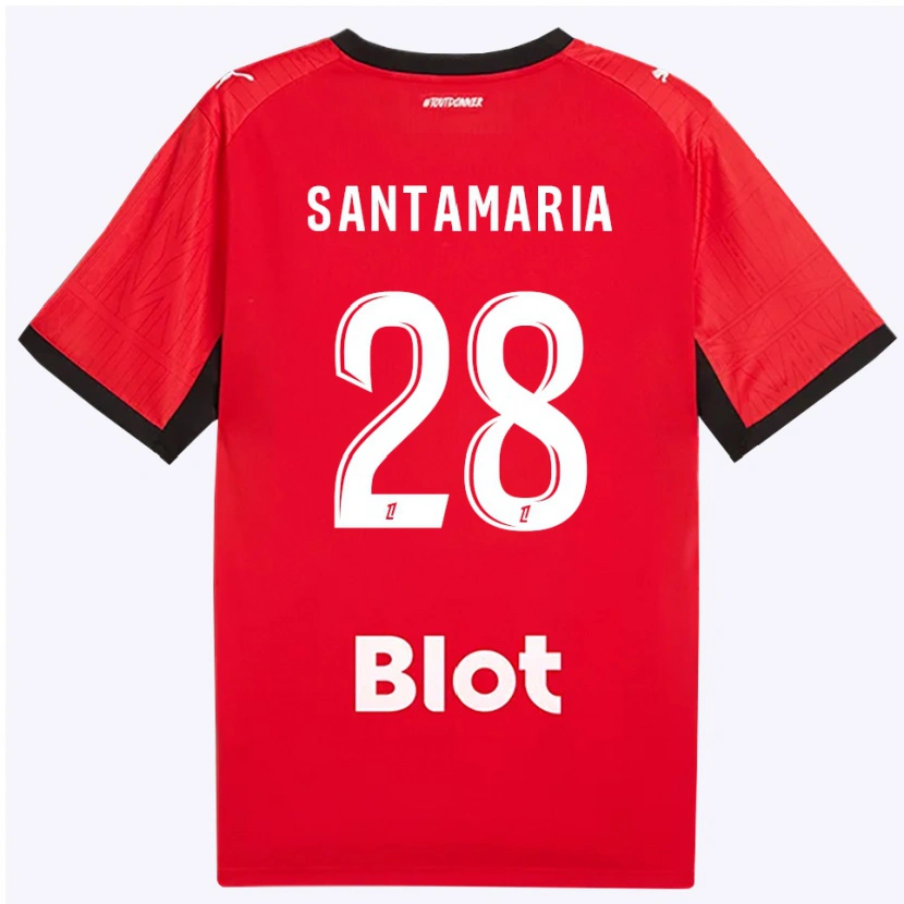 Danxen Mujer Camiseta Baptiste Santamaria #28 Rojo Negro Blanco 1ª Equipación 2026/27 La Camisa