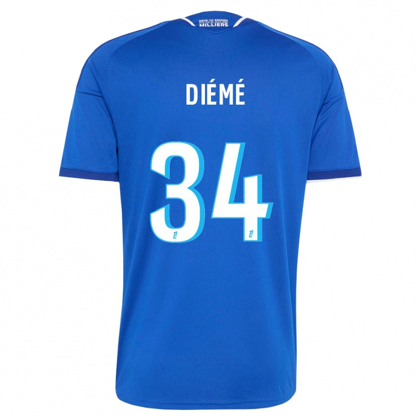 Danxen Mujer Camiseta Yaya Diémé #34 Azul Real Blanco 1ª Equipación 2026/27 La Camisa