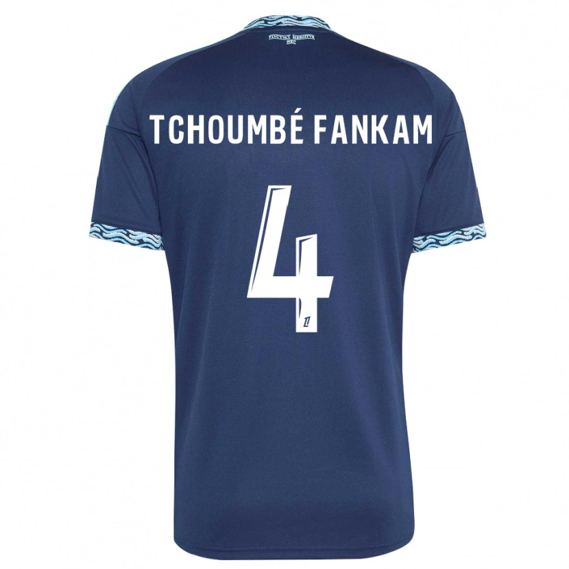 Danxen Mujer Camiseta Erwan Tchoumbé Fankam #4 Azul Acero Blanco 1ª Equipación 2026/27 La Camisa