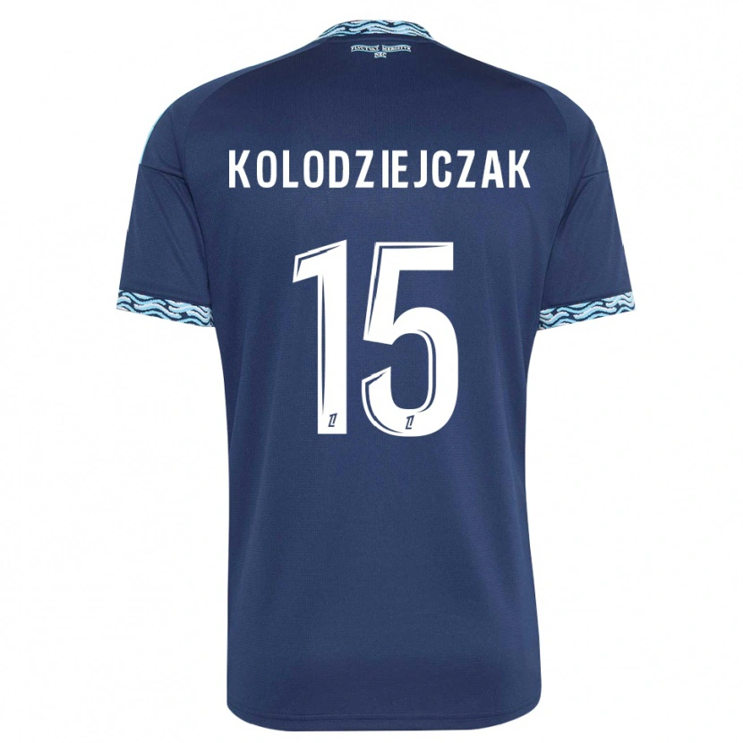 Danxen Mujer Camiseta Timothée Kolodziejczak #15 Azul Acero Blanco 1ª Equipación 2026/27 La Camisa