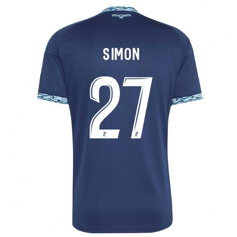 Danxen Mujer Camiseta Moses Simon #27 Azul Acero Blanco 1ª Equipación 2026/27 La Camisa