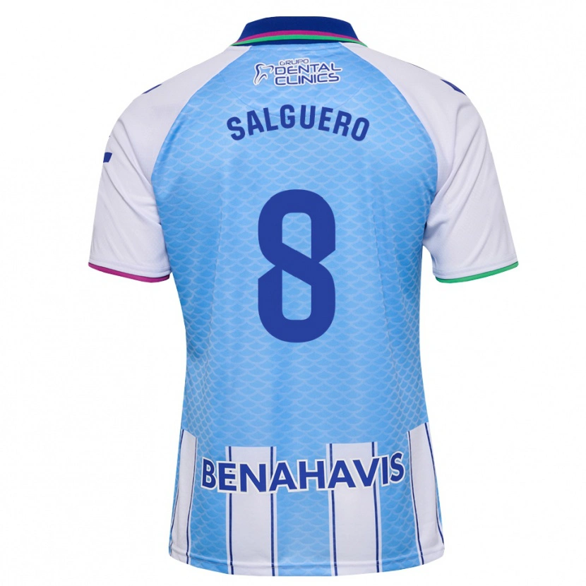 Danxen Mujer Camiseta Ismael Salguero #8 Azul Cielo Profundo Blanco 1ª Equipación 2026/27 La Camisa