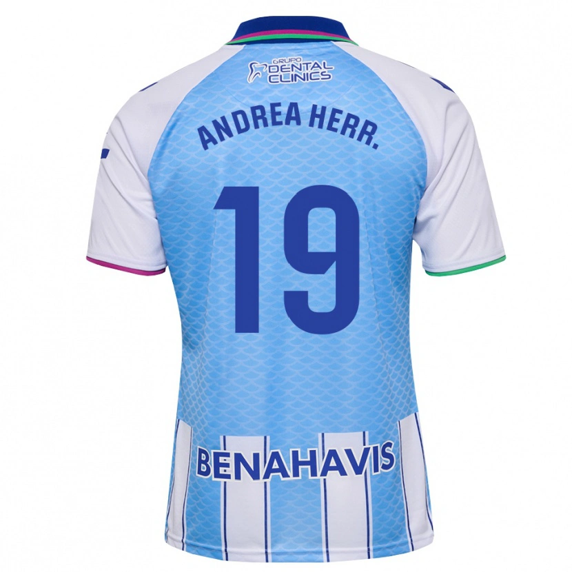 Danxen Mujer Camiseta Andrea Herrero Valiente #19 Azul Cielo Profundo Blanco 1ª Equipación 2026/27 La Camisa