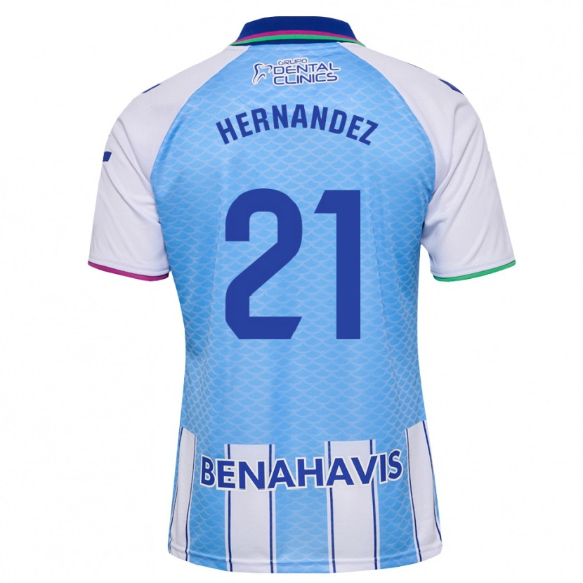 Danxen Mujer Camiseta Juan Hernández #21 Azul Cielo Profundo Blanco 1ª Equipación 2026/27 La Camisa