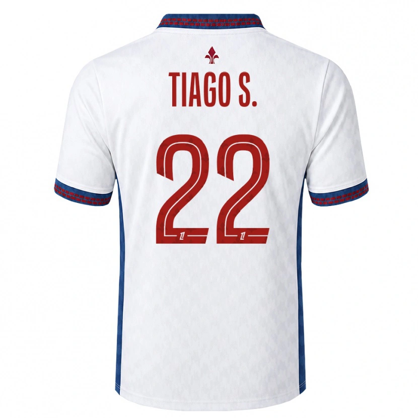 Danxen Mujer Camiseta Tiago Santos #22 Rojo Blanco Azul 2ª Equipación 2026/27 La Camisa