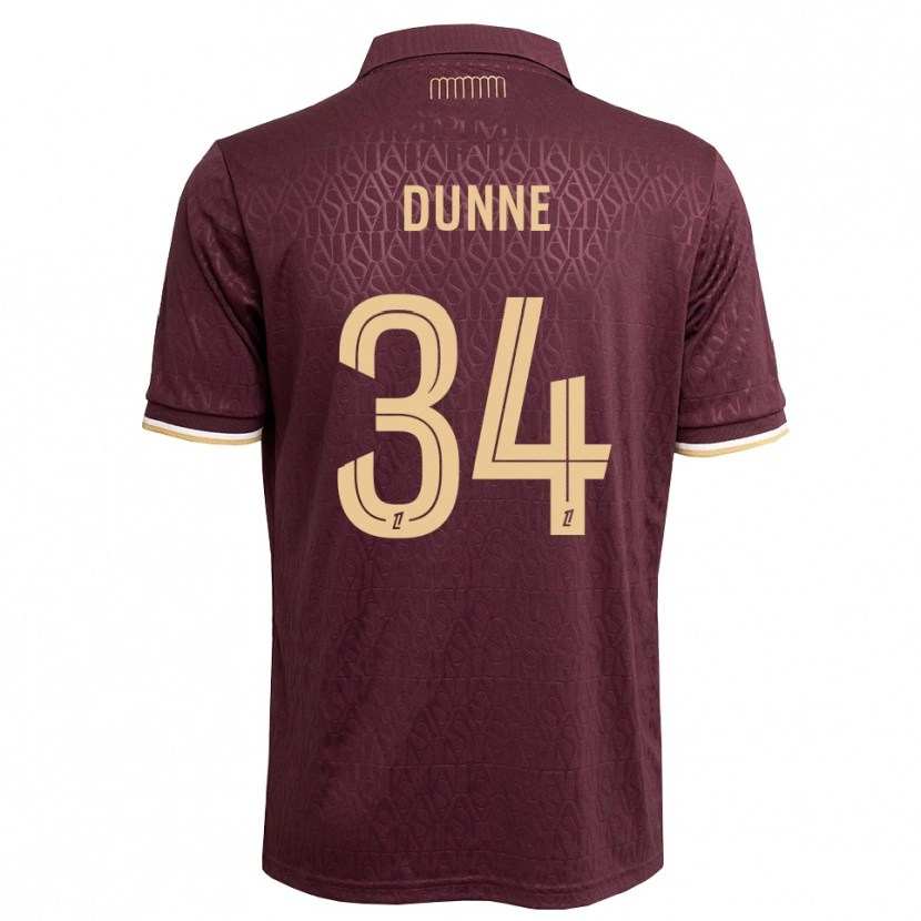 Danxen Mujer Camiseta David Dunne #34 Rojo Marrón Arena 2ª Equipación 2026/27 La Camisa