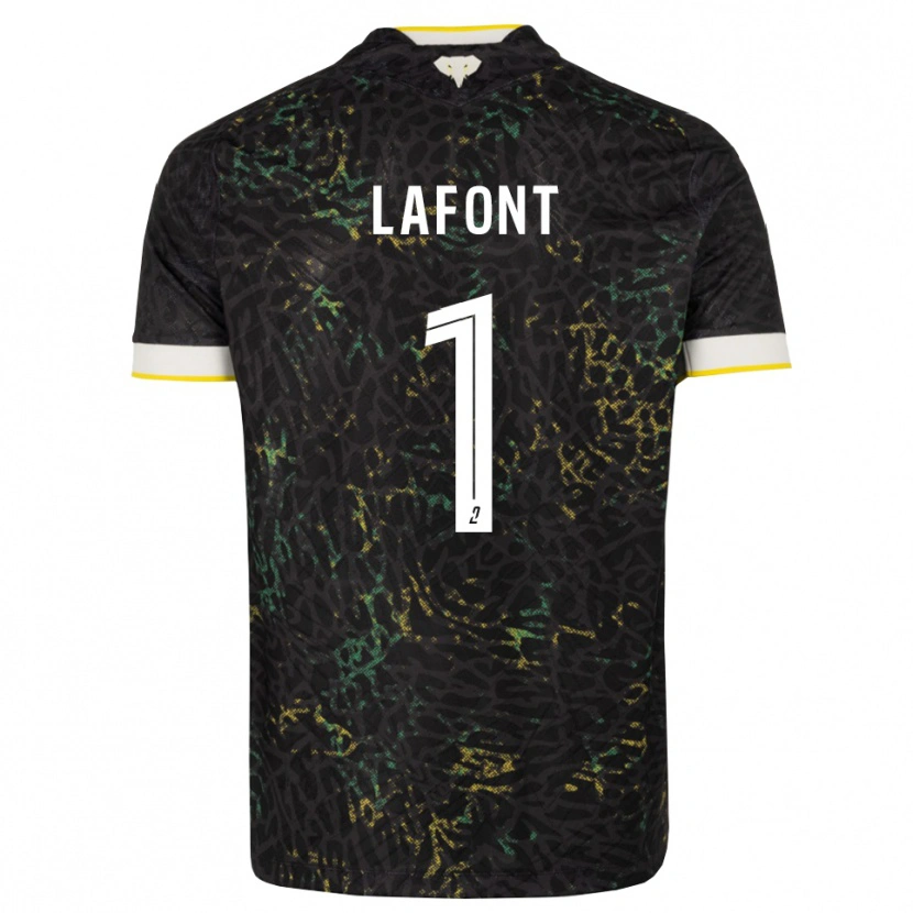 Danxen Mujer Camiseta Alban Lafont #1 Negro Blanco Amarillo 2ª Equipación 2026/27 La Camisa