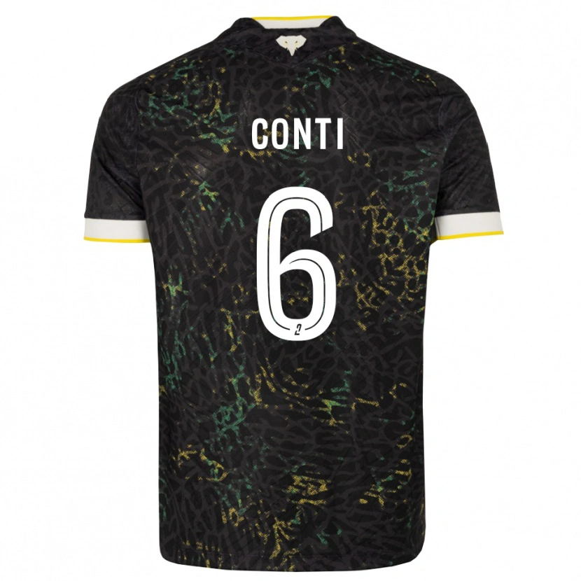 Danxen Mujer Camiseta Alexandre Conti #6 Negro Blanco Amarillo 2ª Equipación 2026/27 La Camisa
