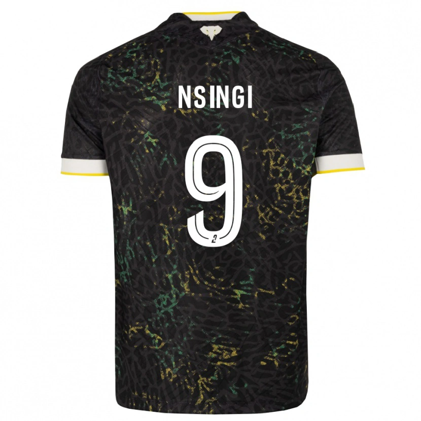 Danxen Mujer Camiseta Plamedi Nsingi #9 Negro Blanco Amarillo 2ª Equipación 2026/27 La Camisa