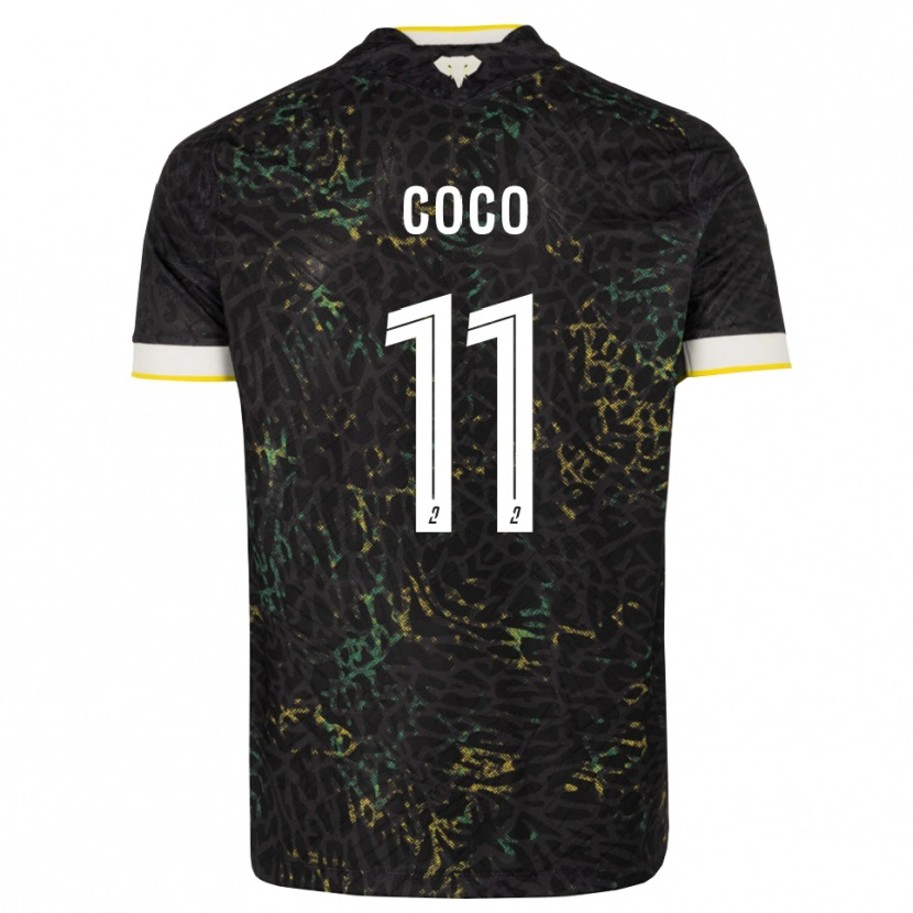 Danxen Mujer Camiseta Marcus Coco #11 Negro Blanco Amarillo 2ª Equipación 2026/27 La Camisa