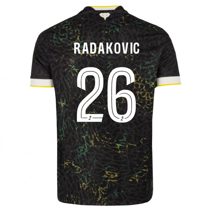 Danxen Mujer Camiseta Uros Radakovic #26 Negro Blanco Amarillo 2ª Equipación 2026/27 La Camisa