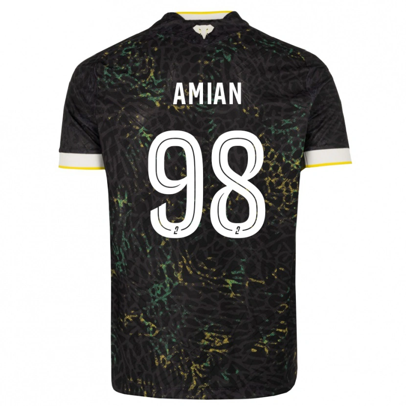 Danxen Mujer Camiseta Kelvin Amian #98 Negro Blanco Amarillo 2ª Equipación 2026/27 La Camisa