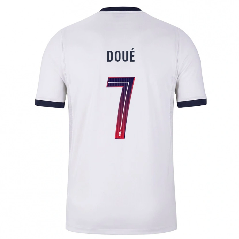 Danxen Mujer Camiseta Gueladan Doué #7 Blanco Negro Rojo 2ª Equipación 2026/27 La Camisa