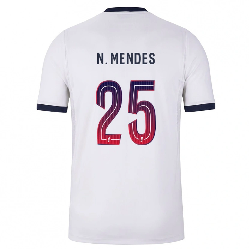 Danxen Mujer Camiseta Nuno Mendes #25 Blanco Negro Rojo 2ª Equipación 2026/27 La Camisa