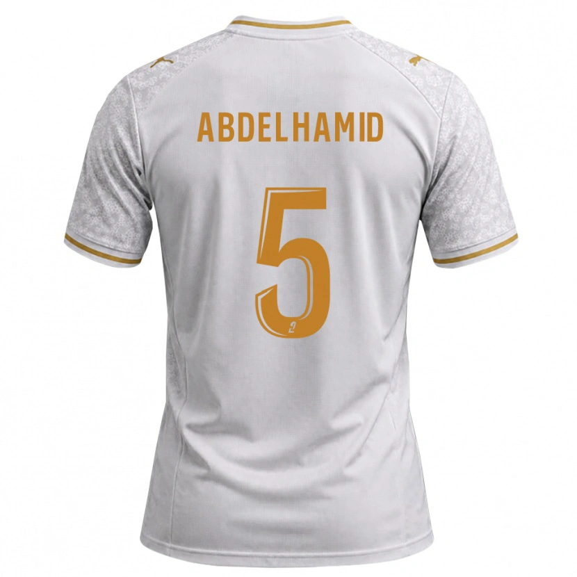 Danxen Mujer Camiseta Yunis Abdelhamid #5 Blanco Gris Dorado 2ª Equipación 2026/27 La Camisa