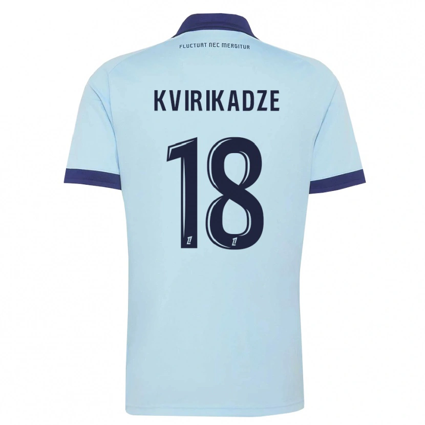 Danxen Mujer Camiseta Andria Kvirikadze #18 Azul Aciano Negro 2ª Equipación 2026/27 La Camisa