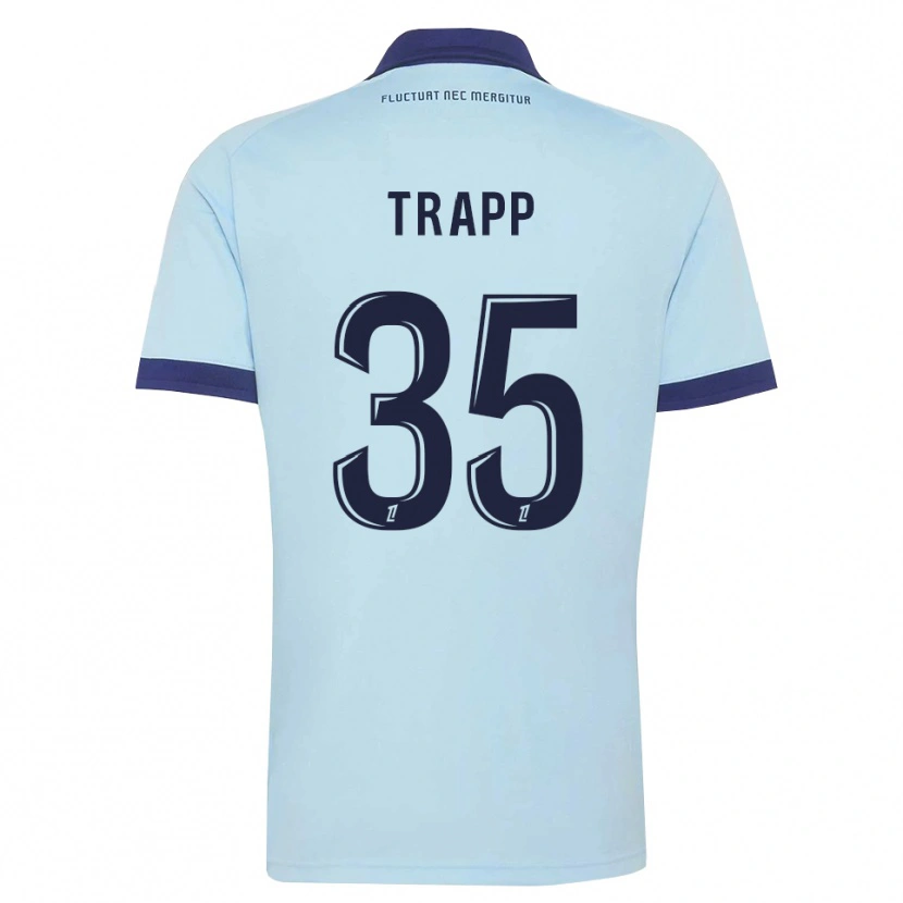 Danxen Mujer Camiseta Kevin Trapp #35 Azul Aciano Negro 2ª Equipación 2026/27 La Camisa