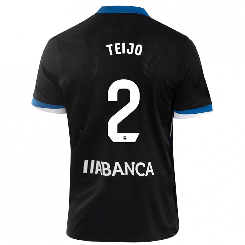 Danxen Mujer Camiseta Quique Teijo #2 Negro Azul Blanco 2ª Equipación 2026/27 La Camisa
