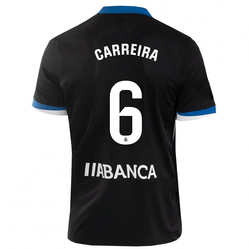 Danxen Mujer Camiseta David Carreira #6 Negro Azul Blanco 2ª Equipación 2026/27 La Camisa