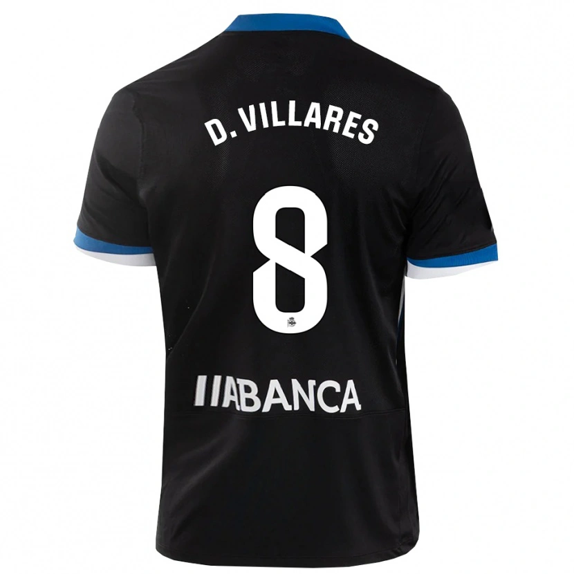 Danxen Mujer Camiseta Diego Villares #8 Negro Azul Blanco 2ª Equipación 2026/27 La Camisa