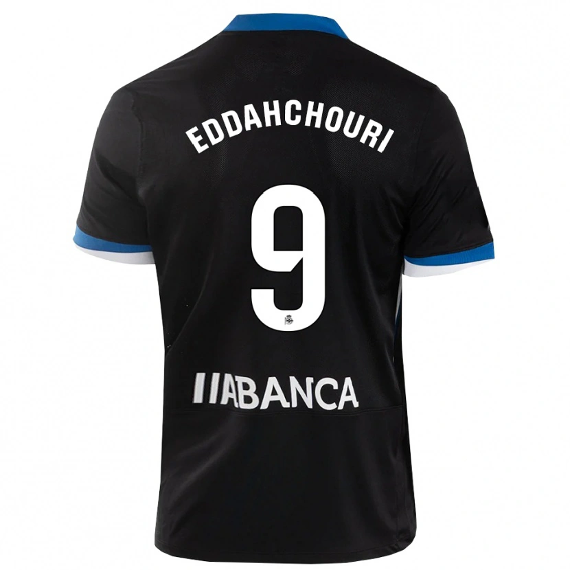 Danxen Mujer Camiseta Zakaria Eddahchouri #9 Negro Azul Blanco 2ª Equipación 2026/27 La Camisa